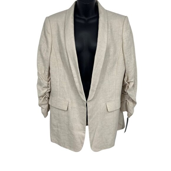 Tahari Arthur S. Levine Women Linen Blazer Jacket Size 16 Light Natural NWT New - Picture 1 of 12